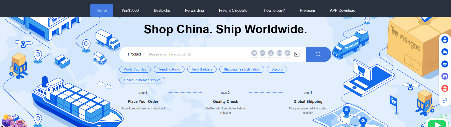 FishGoo official how-to-buy guide: place the order, warehouse QC and storage, then global shipping
