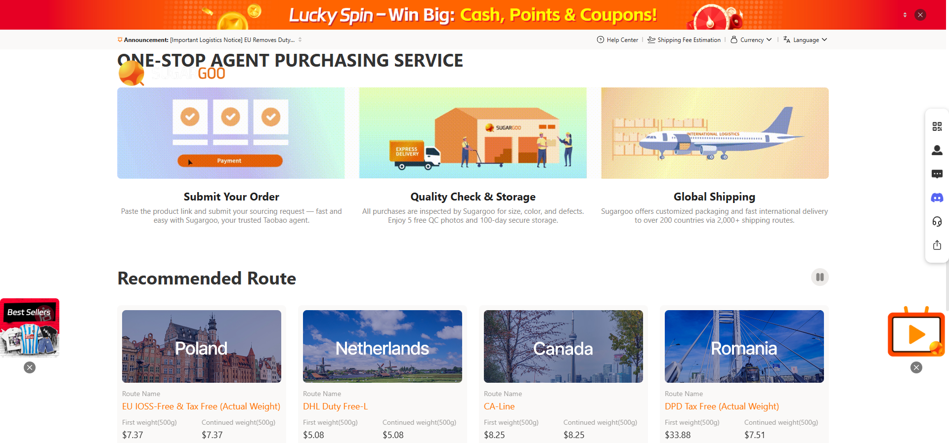Sugargoo official how-to-buy guide: place the order, warehouse QC and storage, then global shipping